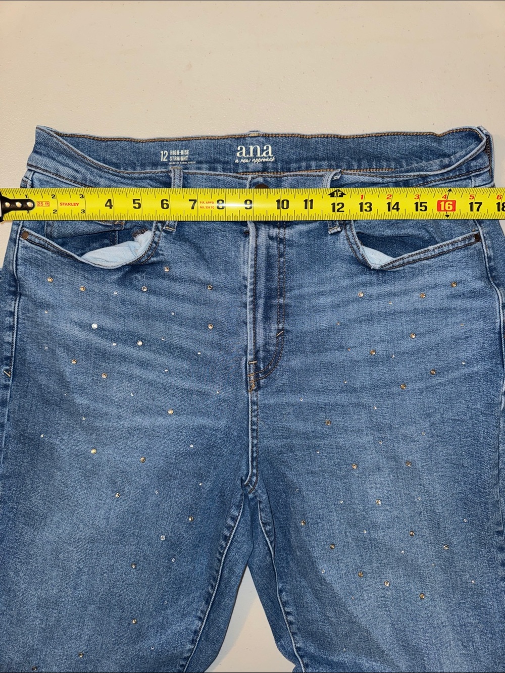 a.n.a Blue Skinny Jeans with Stud Accents - Picture 4 of 5